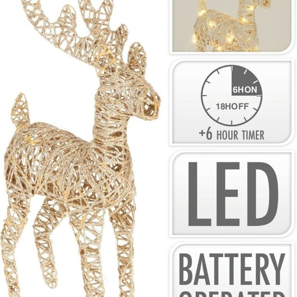 Christmas Table Decorations Centrepiece LED Fairy Lights Reindeer Ornament - Picture 3 of 8